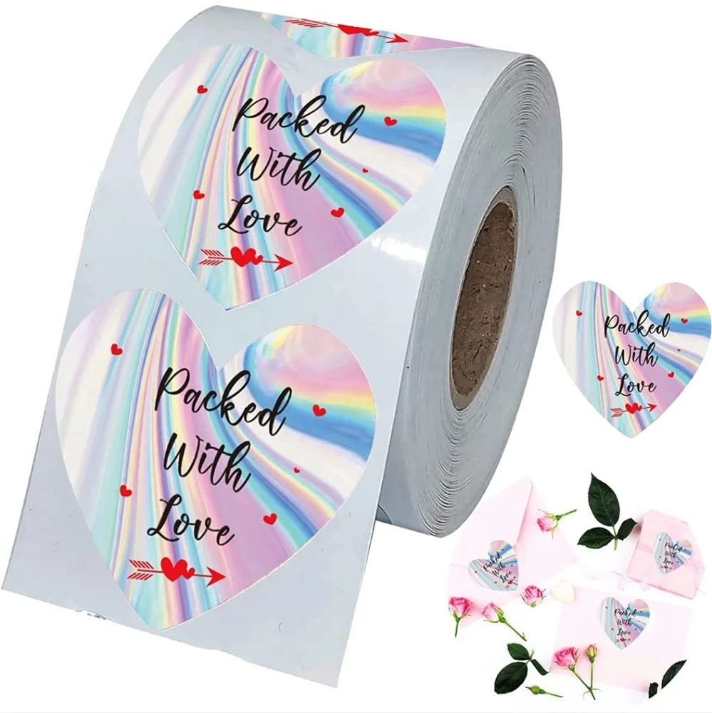 50 ct  Packed with Love Stickers are 1.5 inch in diameter